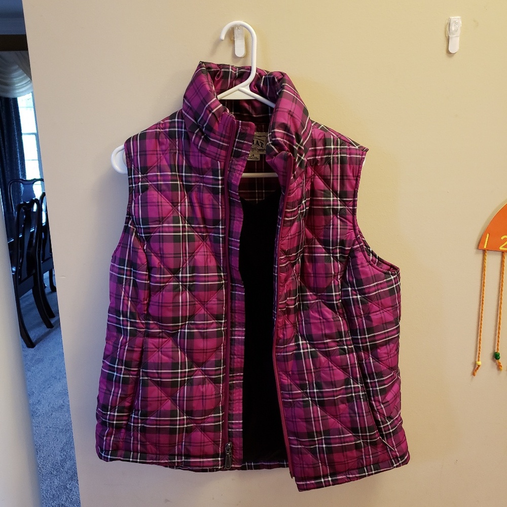 Womens Pink Plaid Lightweight Vest